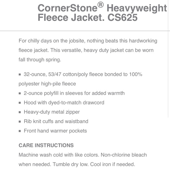 Men’s XL CornerStone heavyweight sherpa-lined hooded fleece jacket - Picture 7 of 7